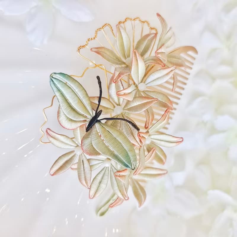 紅玫瑰花髮夾  胸針 纏花 春仔花 和服發飾 天然真絲 蠶絲