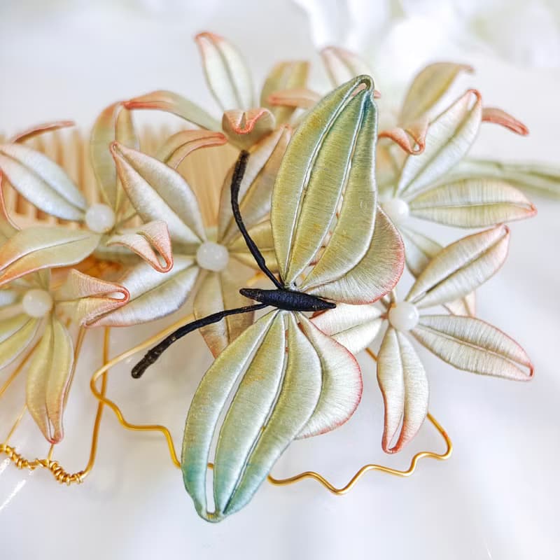 紅玫瑰花髮夾  胸針 纏花 春仔花 和服發飾 天然真絲 蠶絲