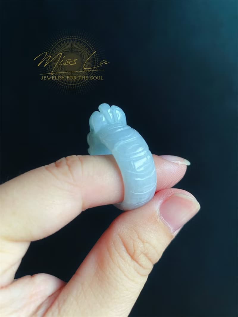 天然緬甸玉 翡翠 招財霸王 貔貅 有錢 翡翠 戒指 玉 戒環 ring