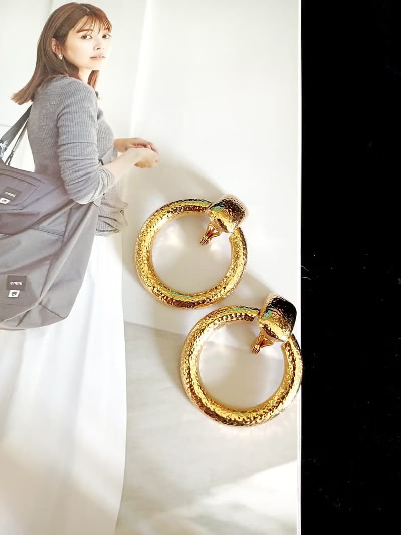 vintage jewelry  Monet 典雅艷色垂墜大金環 夾式耳環