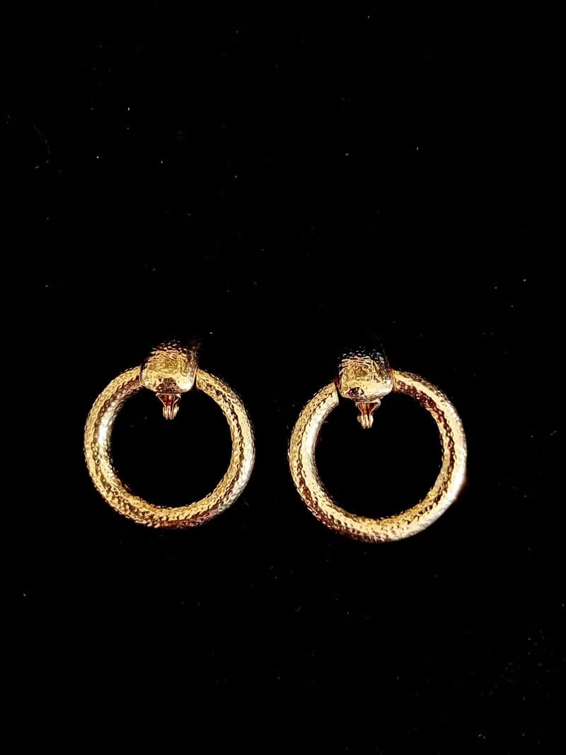 vintage jewelry  Monet 典雅艷色垂墜大金環 夾式耳環