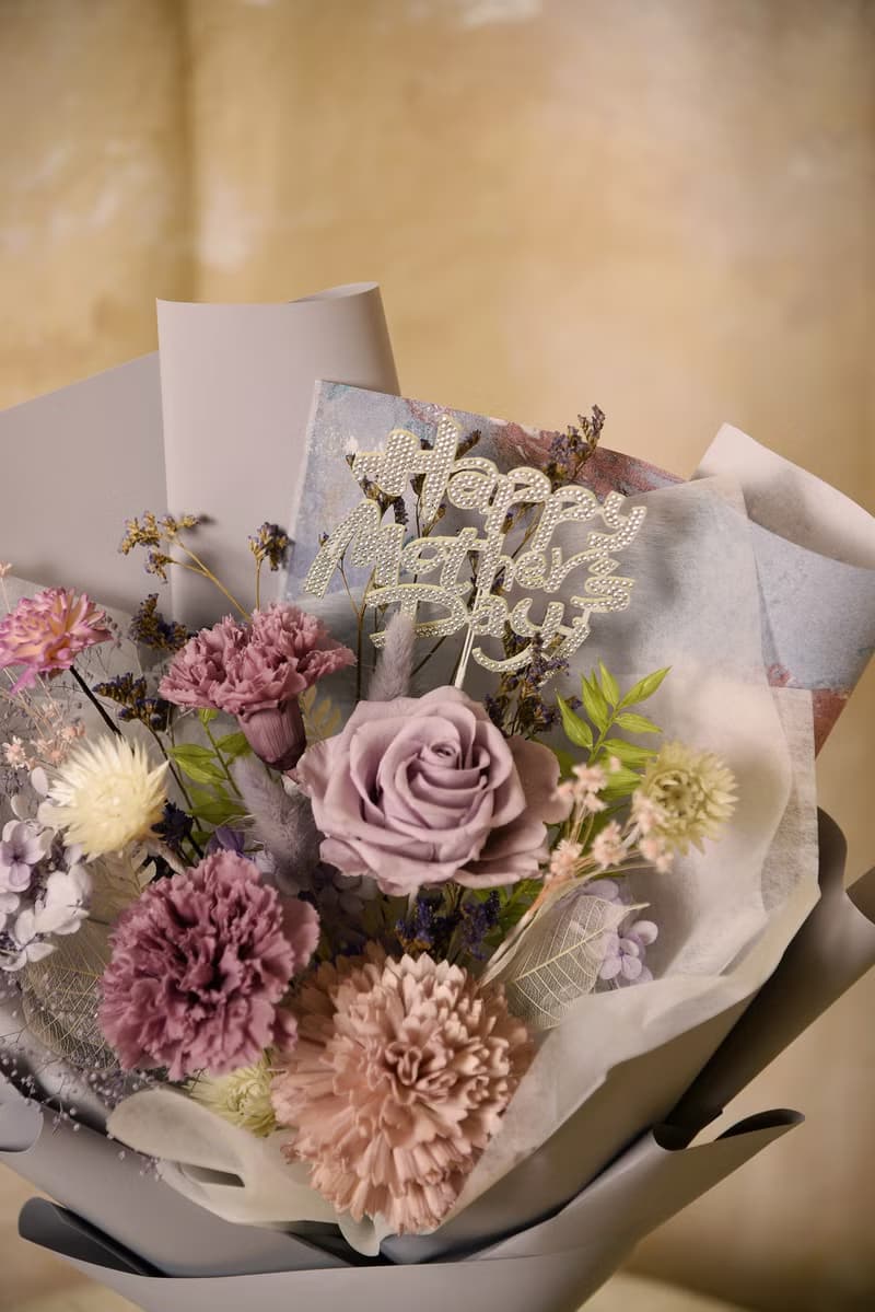 【優雅油畫風】母親節 淡紫色永生康乃馨花束永生花 乾燥花