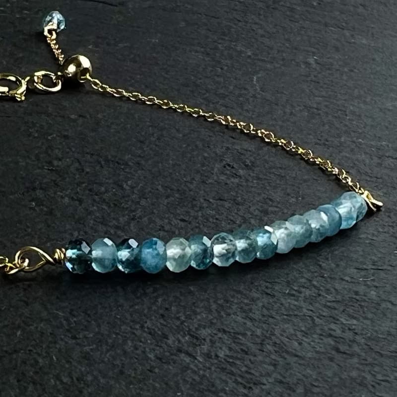14kgf Aquamarine Stiick Bracelet Gift Box
