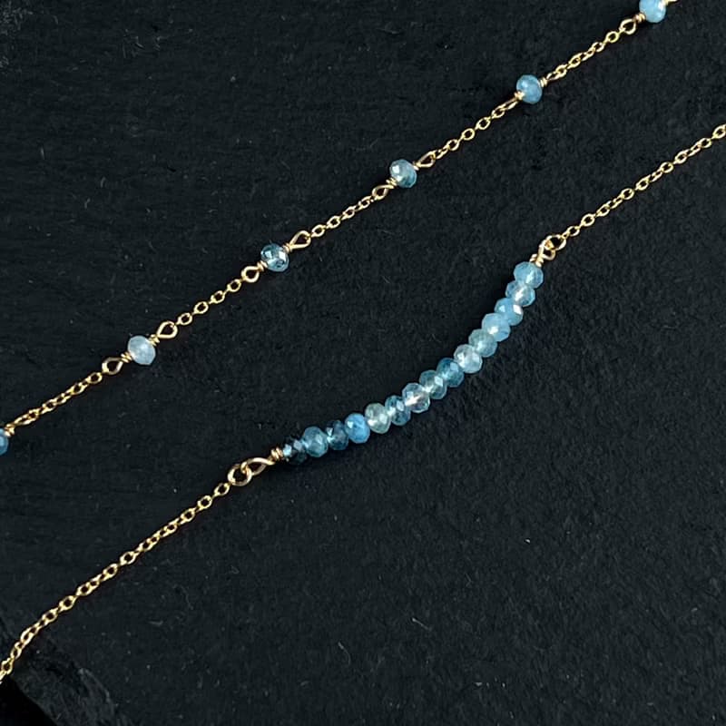 14kgf Aquamarine Stiick Bracelet Gift Box