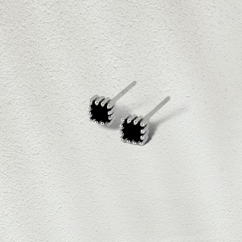 925純銀 | 純黑之方_耳環