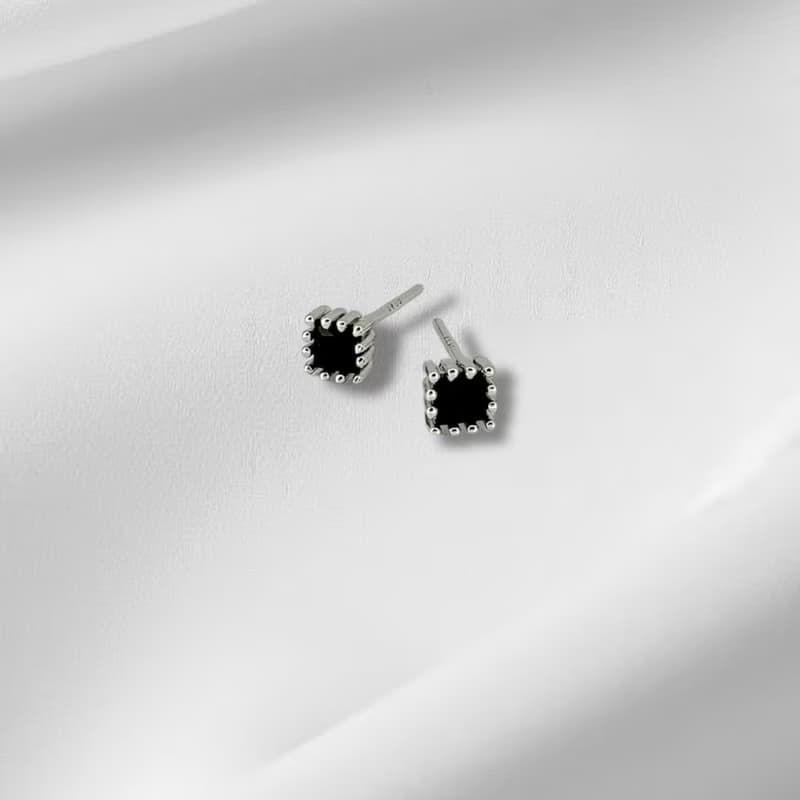 925純銀 | 純黑之方_耳環