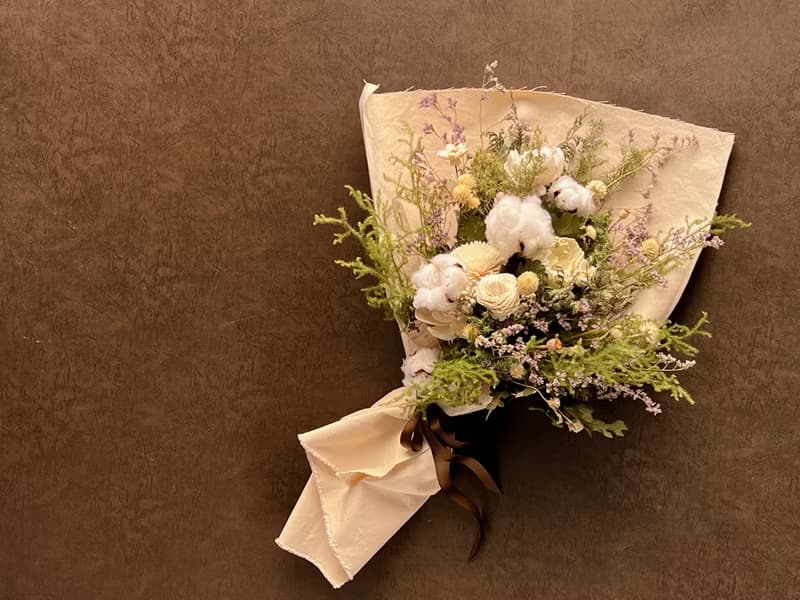 棉花自然感帆布花束