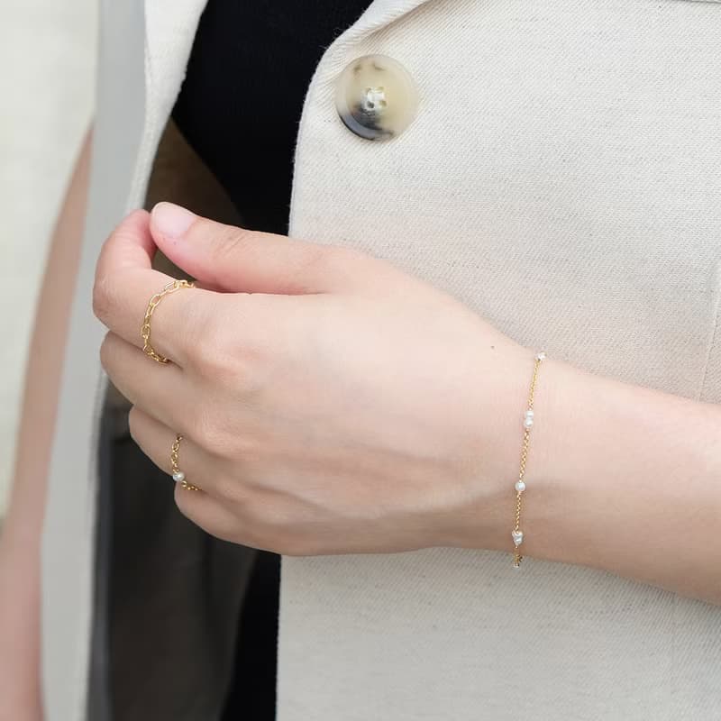 經典泡泡小珍珠手鍊 14K 包金