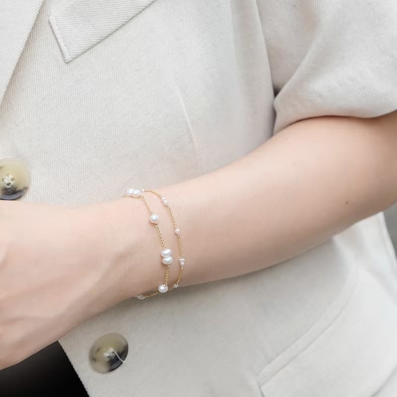 經典泡泡小珍珠手鍊 14K 包金