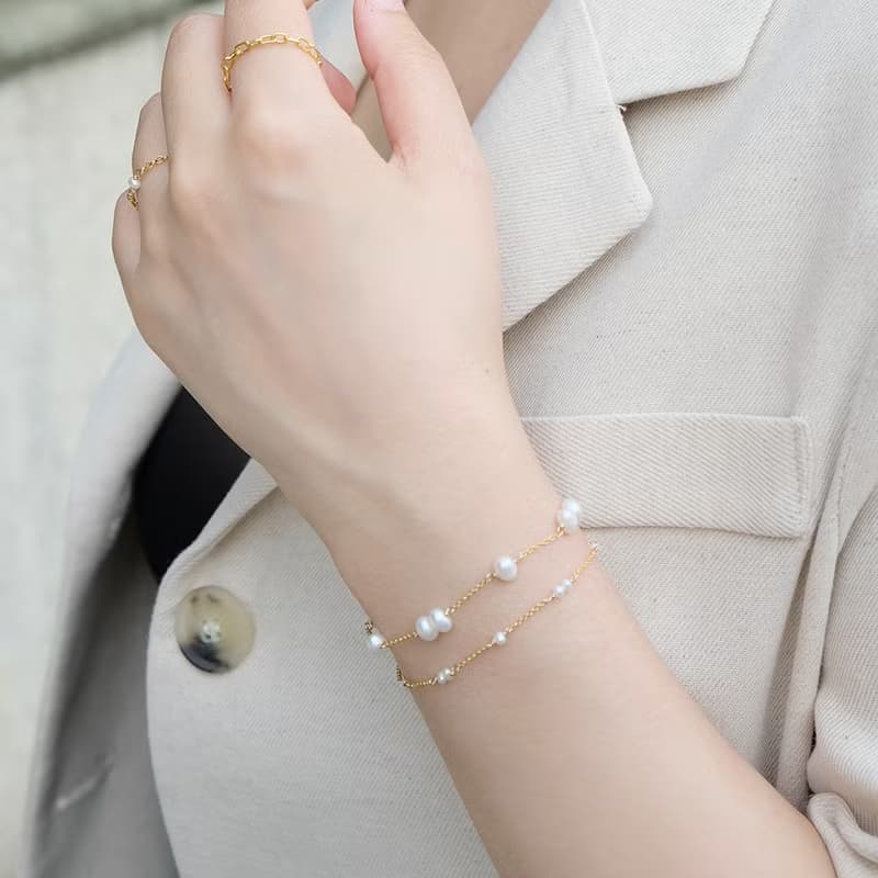 經典泡泡小珍珠手鍊 14K 包金