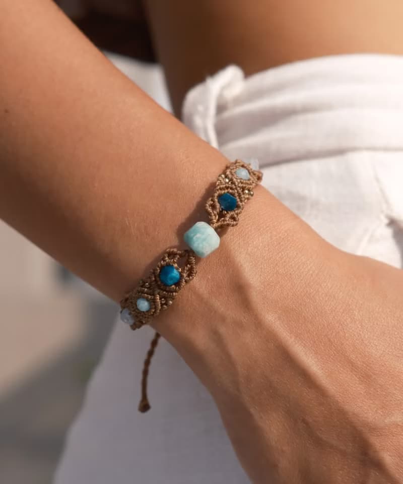 礦石編織手繩//天河石|藍虎眼石|海藍寶