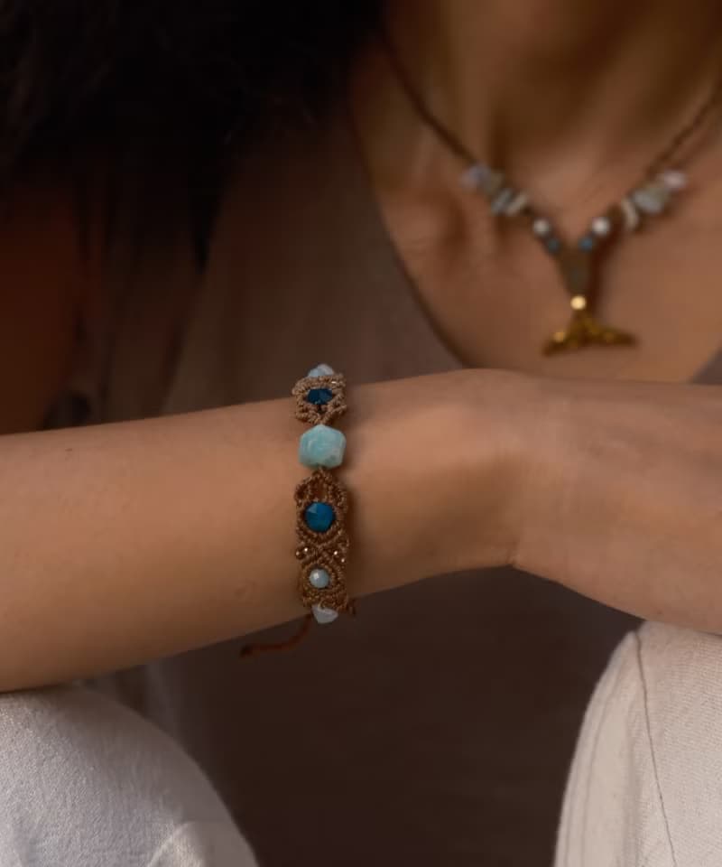 礦石編織手繩//天河石|藍虎眼石|海藍寶