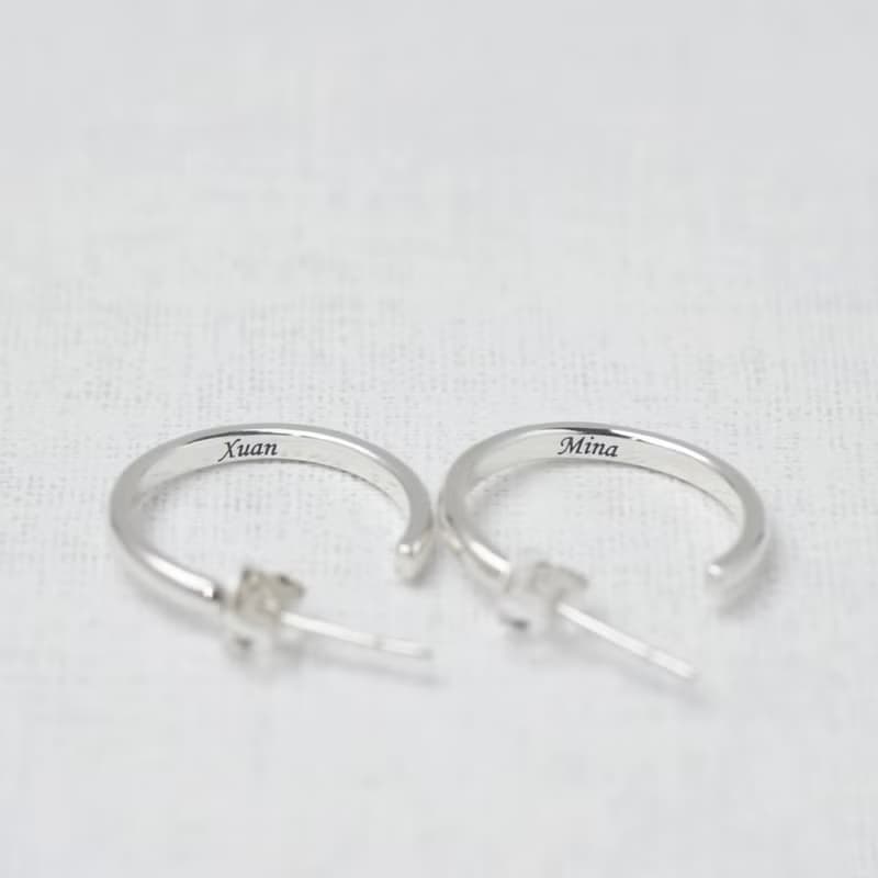 【刻字】簡約圈式耳環 | 925純銀 手作飾品 情人禮物 生日禮物