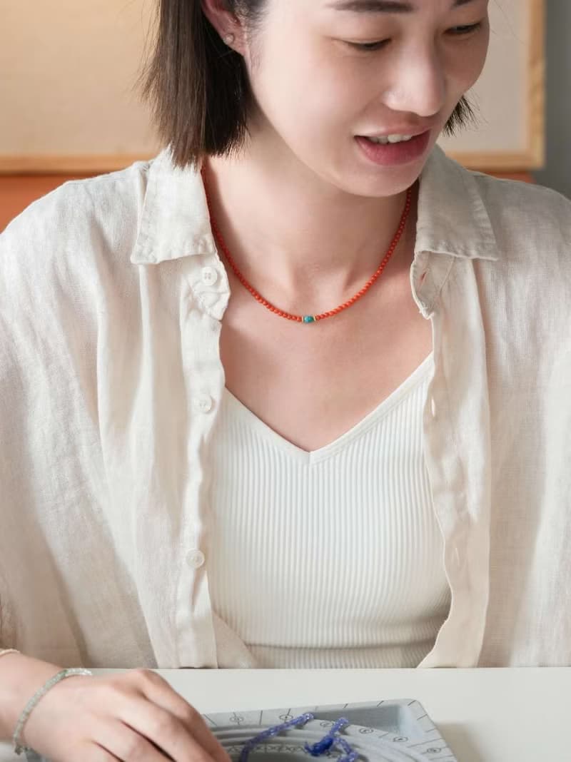 山萘Shannai原創柿柿如意南紅綠松石文玩手作項鏈手串