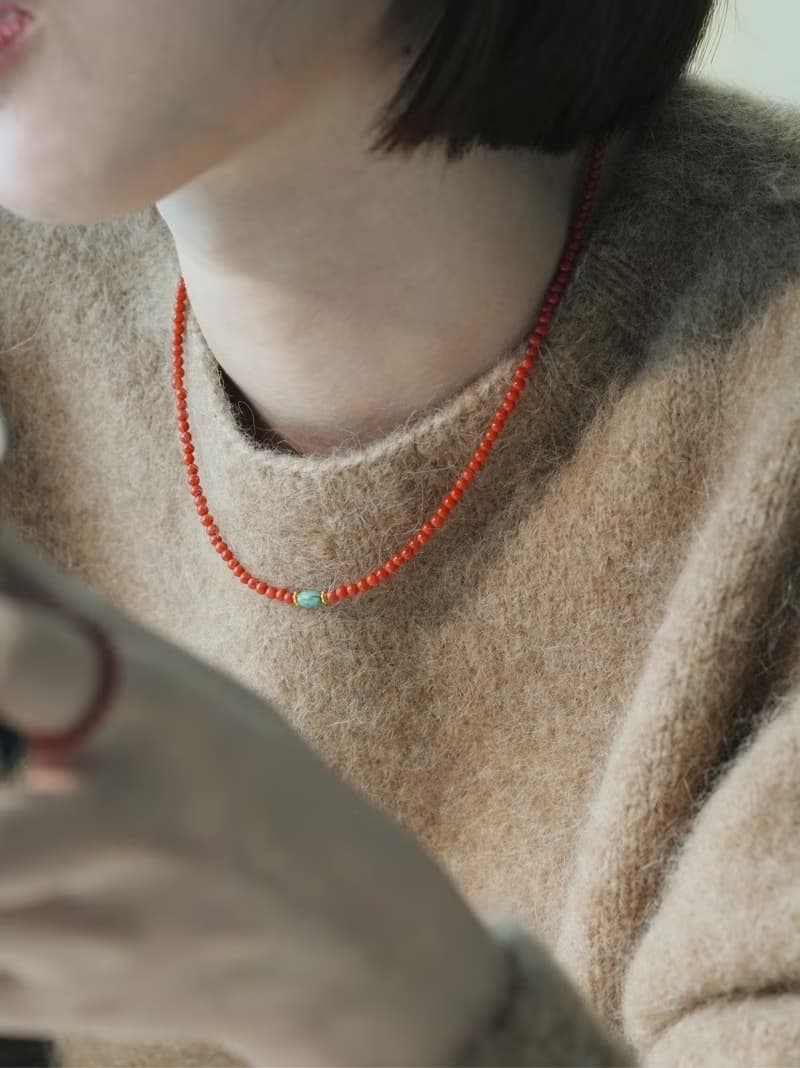 山萘Shannai原創柿柿如意南紅綠松石文玩手作項鏈手串