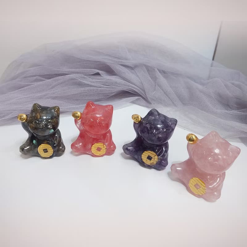 水晶招財貓永生花LED玻璃罩夜燈/永生花/乾燥花/情人節/生日/花禮