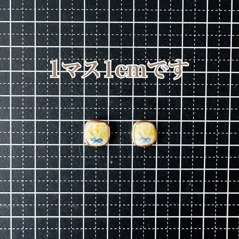 【再販】春の訪れ ミモザ 陶器 金継ぎ ピアス イヤリング ノンホールピアス イエロー 黄色 花束 ブーケ ネイビー 紺 グリーン 緑 春色 春 ギフト