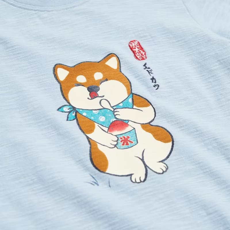 江戶勝 日系 童裝 勝太郎系列 勝太郎吃冰短袖T恤(淺藍色) #上衣