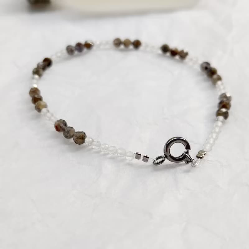天然水晶 堇青石+白水晶手鍊 誕生 星座 生日 冥想