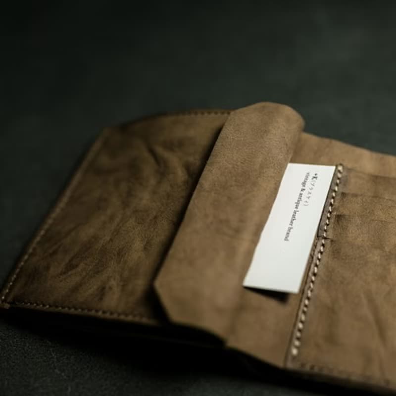 切落し2つ折りレザー財布 / ヴィンテージ・モカ