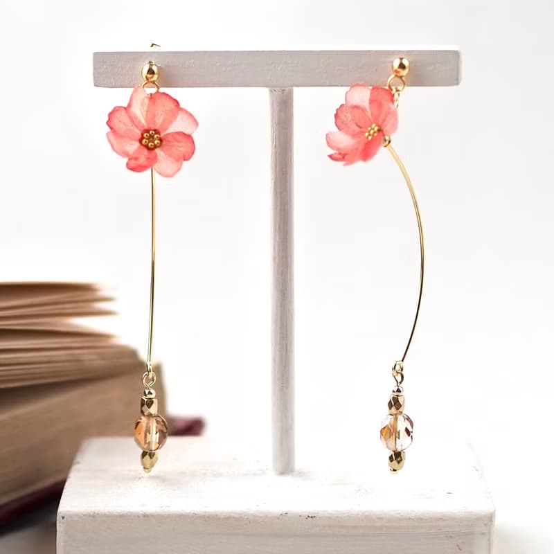 美濃和紙の秋桜(ピンク)　ピアス/イヤリング