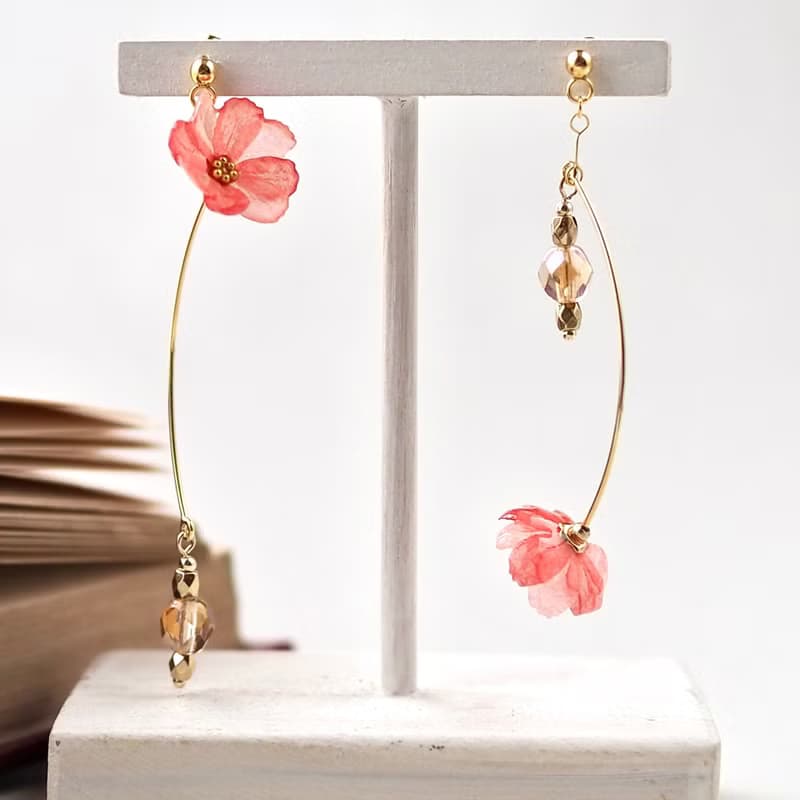 美濃和紙の秋桜(ピンク)　ピアス/イヤリング