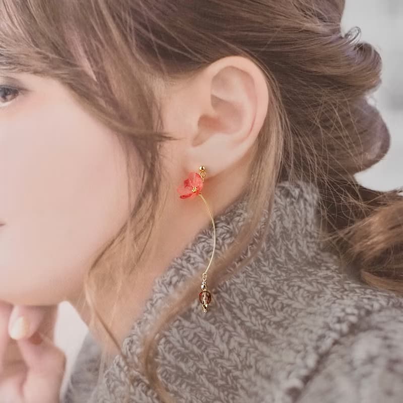 美濃和紙の秋桜(ピンク)　ピアス/イヤリング