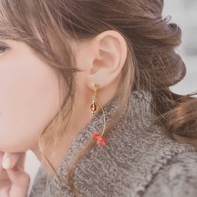 美濃和紙の秋桜(ピンク)　ピアス/イヤリング