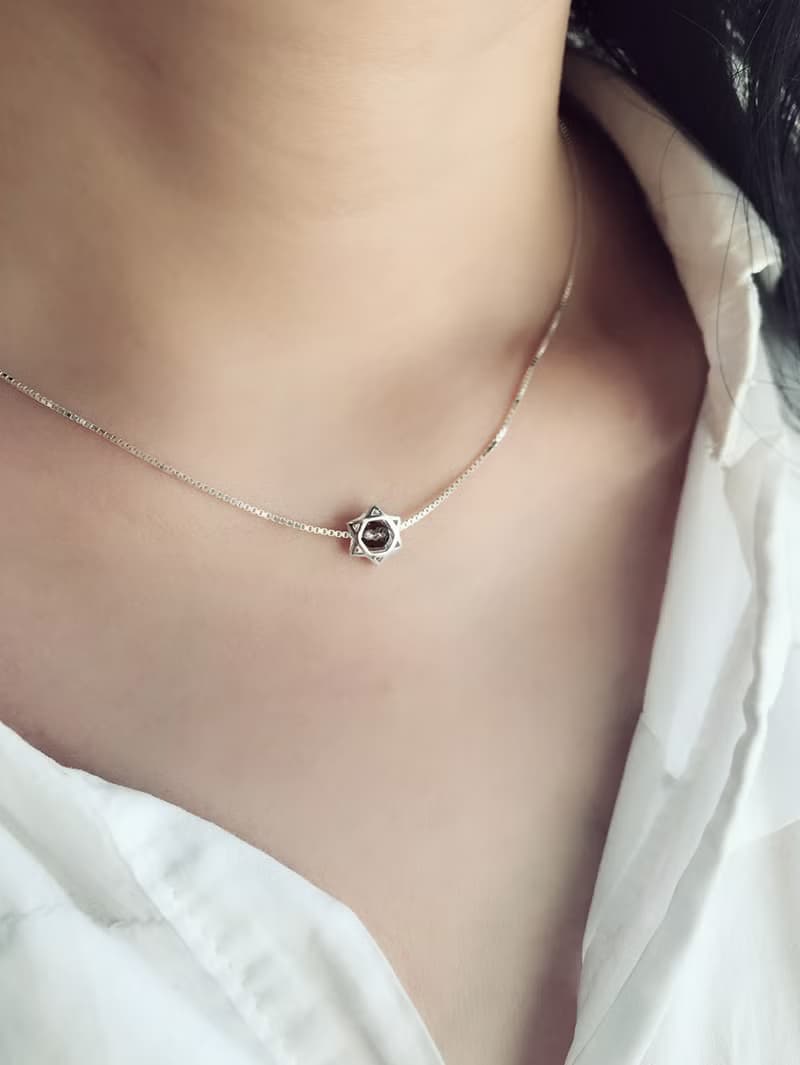 【水晶項鍊】六芒星 | 純銀小水晶 正能量鎖骨項鍊 | 大員囡仔