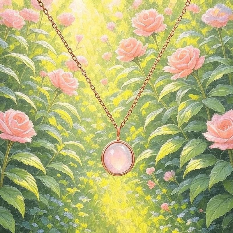 【玫瑰銀韻】心映柔光925純銀項鍊 | 玫瑰石英圓影 優雅綻放