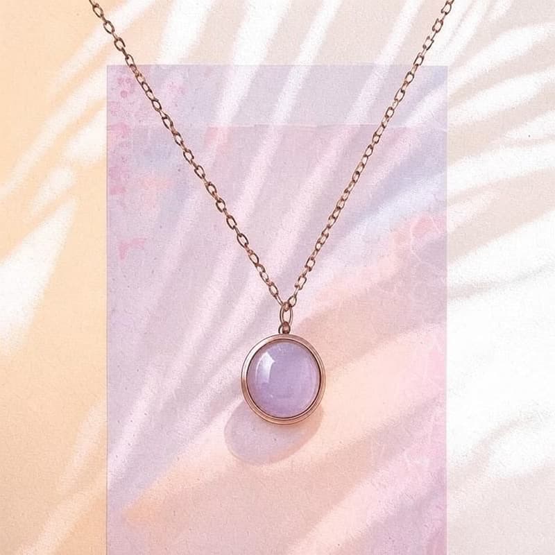 【玫瑰銀韻】心映柔光925純銀項鍊 | 玫瑰石英圓影 優雅綻放