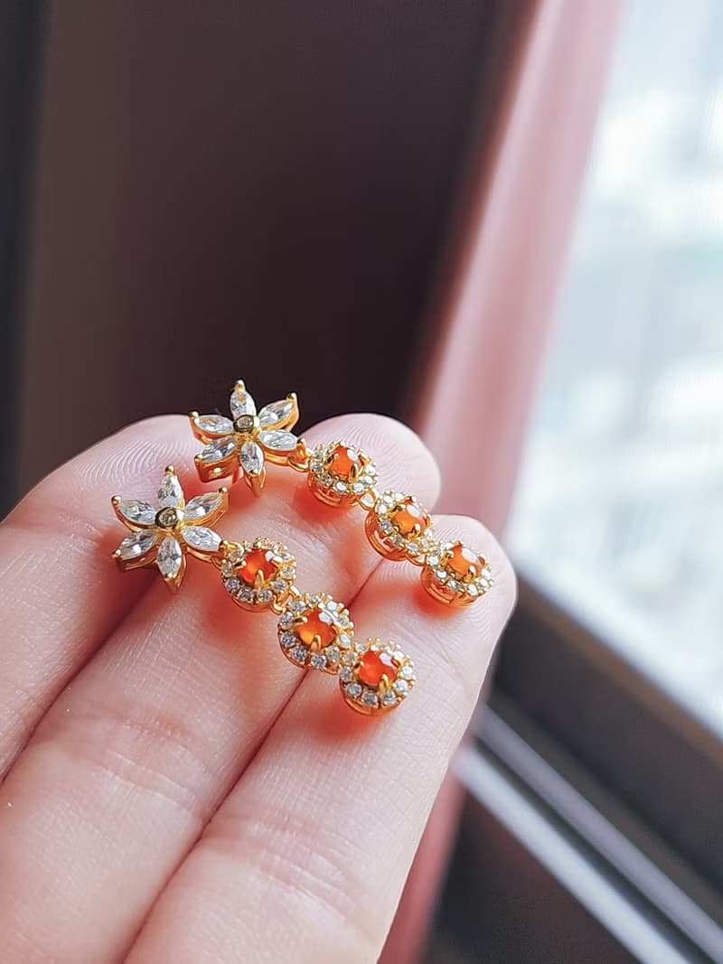 |鴻運•合美•財富|緬甸A玉翡翠無燒冰菊紅翡放光蛋面3.5mm耳環
