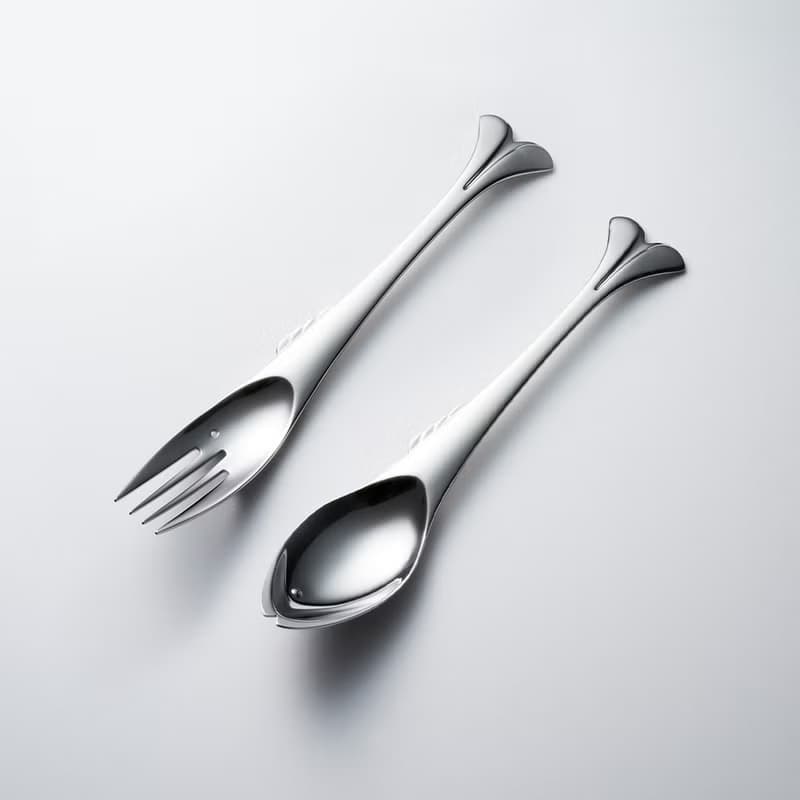 日本山崎金屬 - 釣魚系列 - 不鏽鋼叉匙組(2件式)