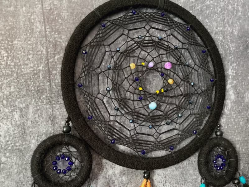 Black dream catcher Native American style | Tribal dream catcher gift นักล่าฝัน