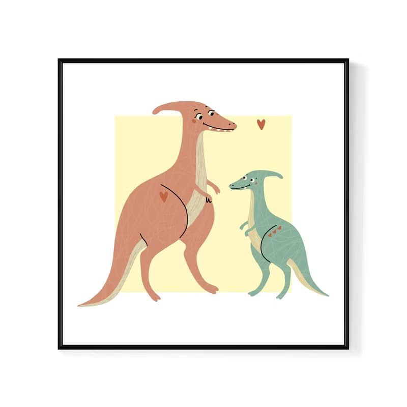 幸福時光 - 親子恐龍可愛掛畫/居家佈置/入厝禮物/裝飾畫
