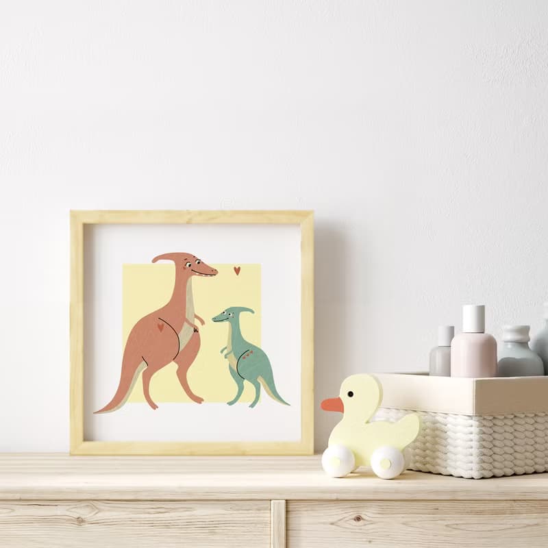 幸福時光 - 親子恐龍可愛掛畫/居家佈置/入厝禮物/裝飾畫