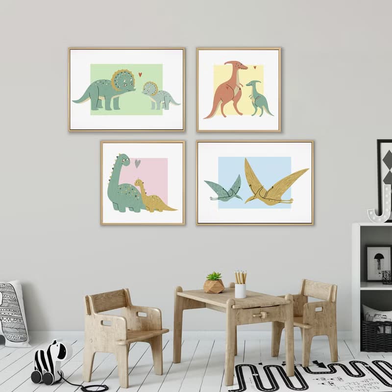 幸福時光 - 親子恐龍可愛掛畫/居家佈置/入厝禮物/裝飾畫