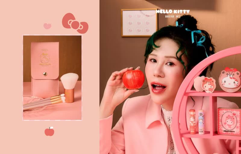 FreshO2x三麗鷗 Hello Kitty 勢必有4把刷具組 收納袋 可愛