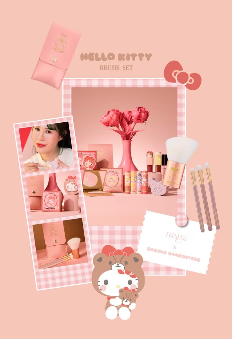 FreshO2x三麗鷗 Hello Kitty 勢必有4把刷具組 收納袋 可愛