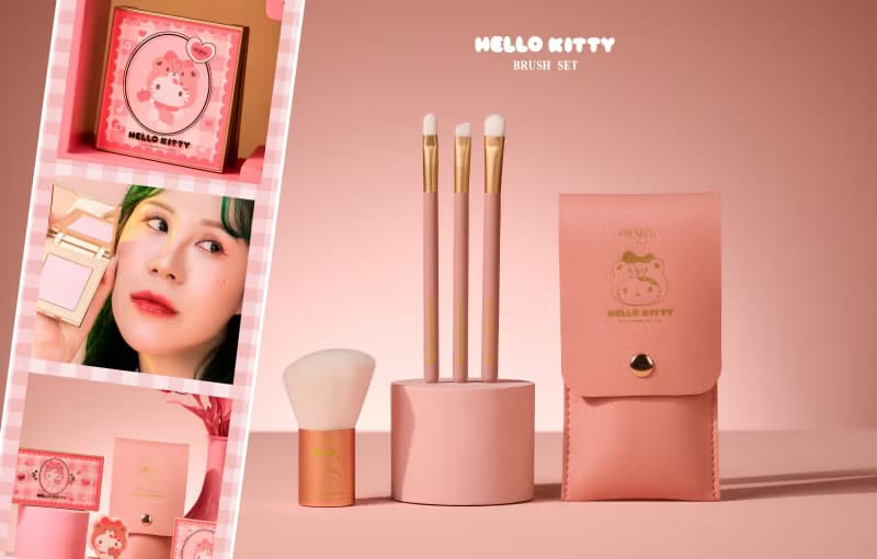 FreshO2x三麗鷗 Hello Kitty 勢必有4把刷具組 收納袋 可愛