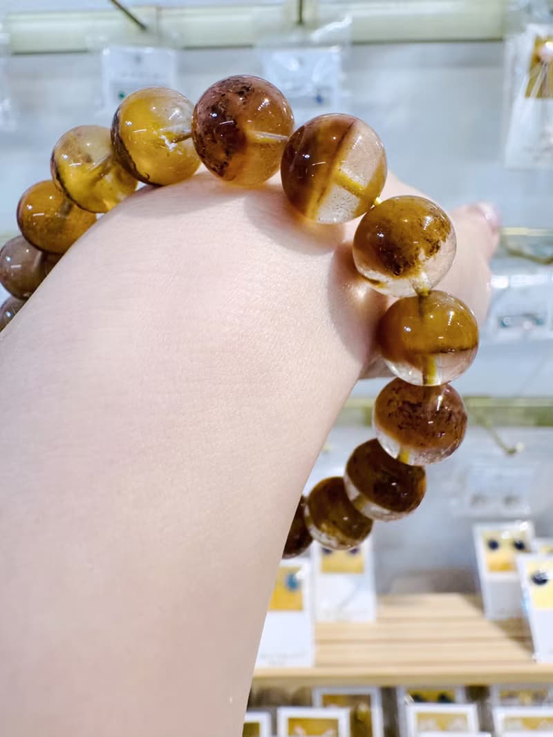 天然溫柔暖色調黃兔毛11.5mm35.77g護身符淨化招財旺事業