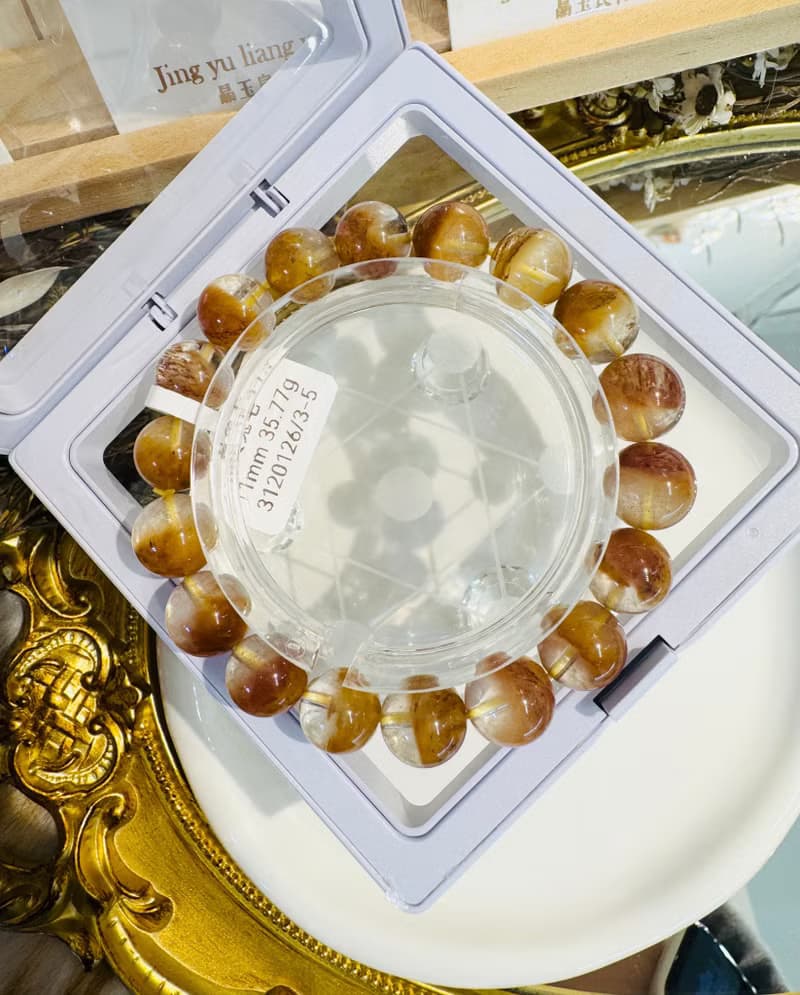 天然溫柔暖色調黃兔毛11.5mm35.77g護身符淨化招財旺事業