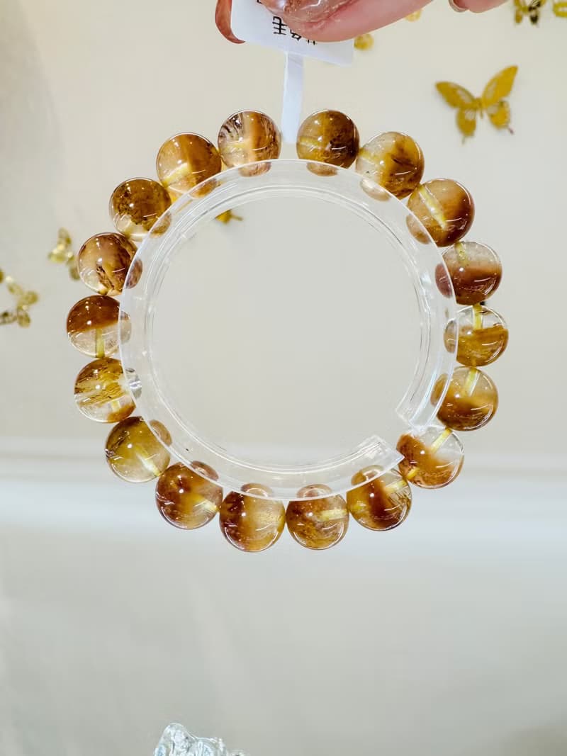 天然溫柔暖色調黃兔毛11.5mm35.77g護身符淨化招財旺事業