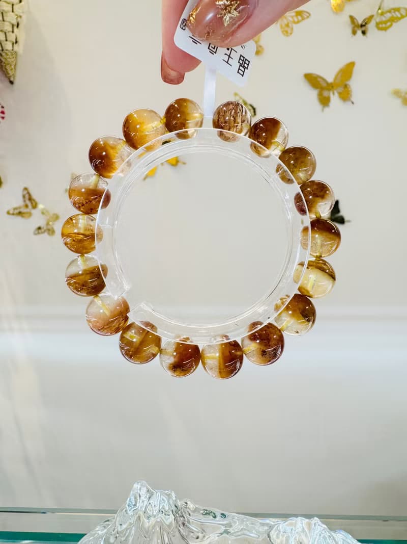 天然溫柔暖色調黃兔毛11.5mm35.77g護身符淨化招財旺事業