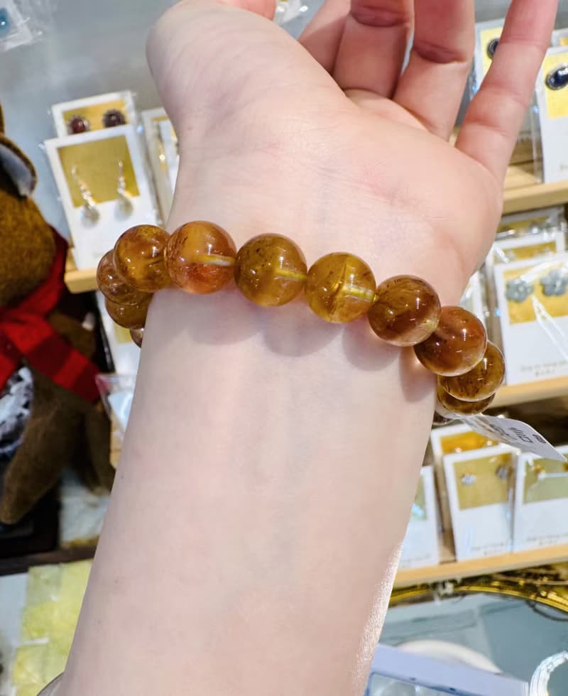 天然溫柔暖色調黃兔毛11.5mm35.77g護身符淨化招財旺事業