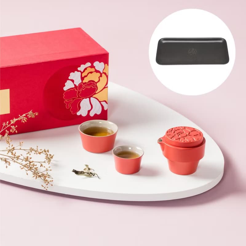 陸寶 花好月圓闔家歡 1壺2杯+茶盤 茶具組 茶器
