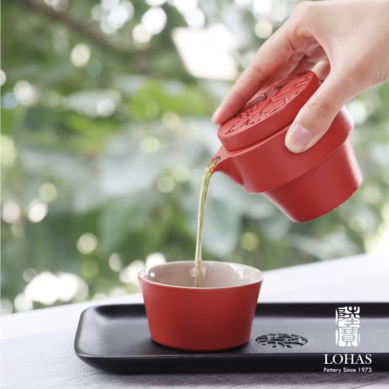 陸寶 花好月圓闔家歡 1壺2杯+茶盤 茶具組 茶器