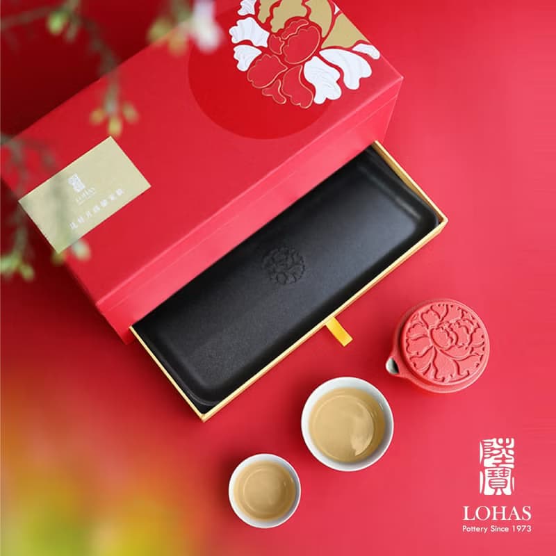 陸寶 花好月圓闔家歡 1壺2杯+茶盤 茶具組 茶器
