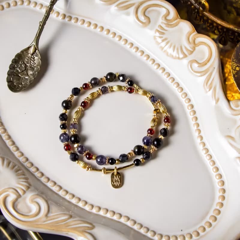 魔女的掃帚 // C1307堇青石金曜石雙圈手鍊