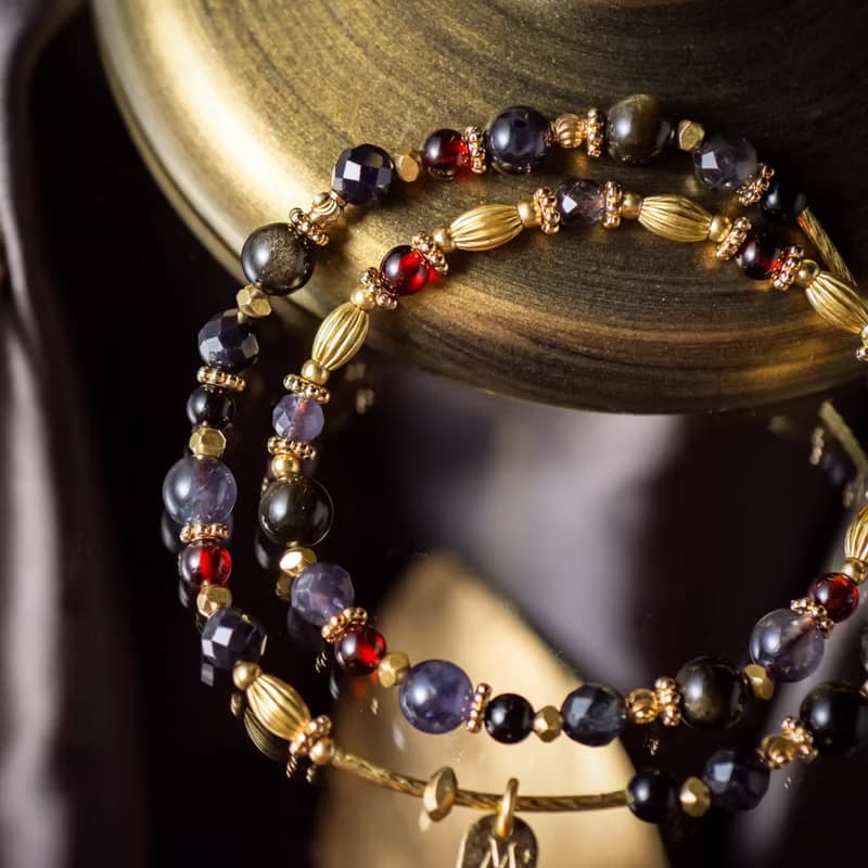 魔女的掃帚 // C1307堇青石金曜石雙圈手鍊